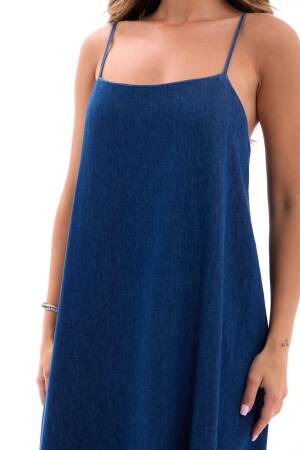 Blue Maxi Slip Dress With Square Neck - Brand: Fame - Women's Clothing Wholesale - Globality Store