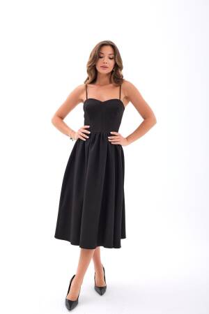 Black Elegant Fit And Flare Dress - Brand: Fame - Women's Clothing Wholesale - Globality Store