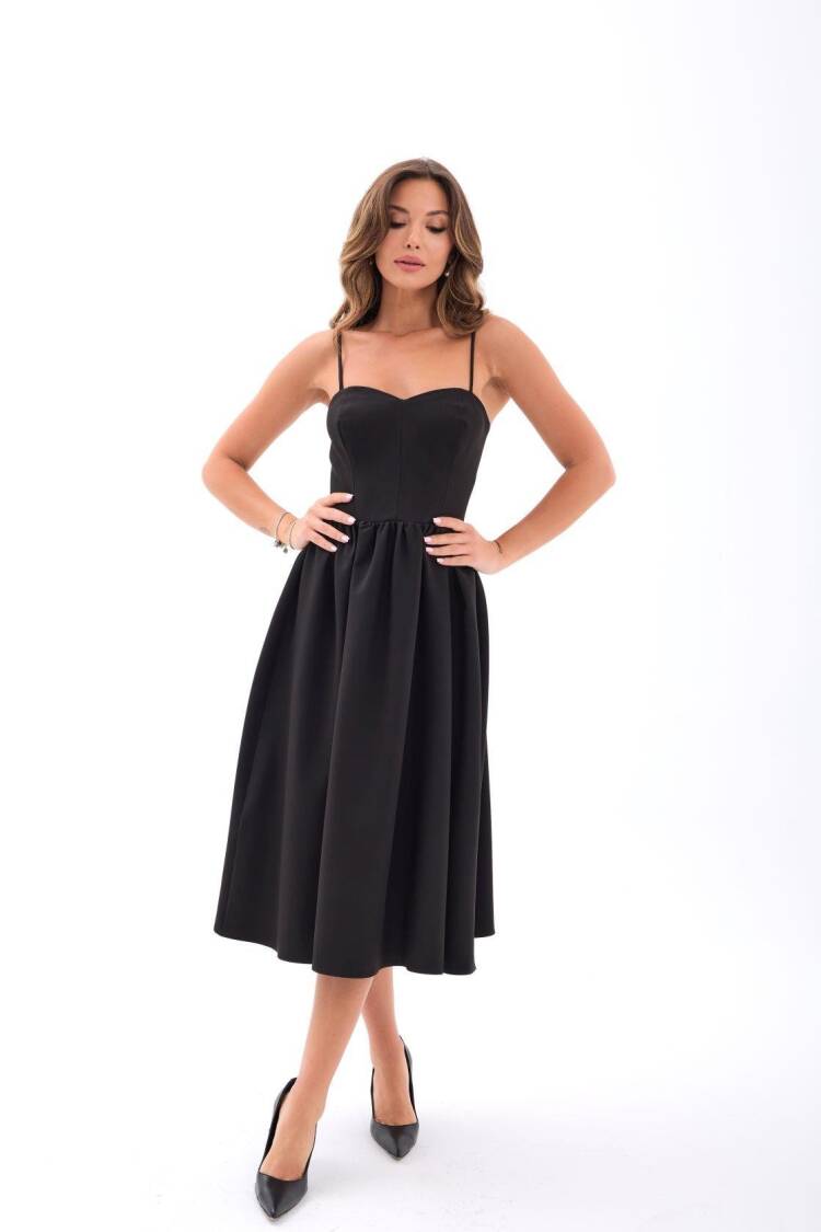Black Elegant Fit And Flare Dress