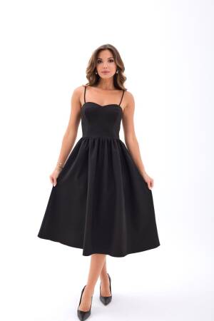Black Elegant Fit And Flare Dress - Brand: Fame - Women's Clothing Wholesale - Globality Store