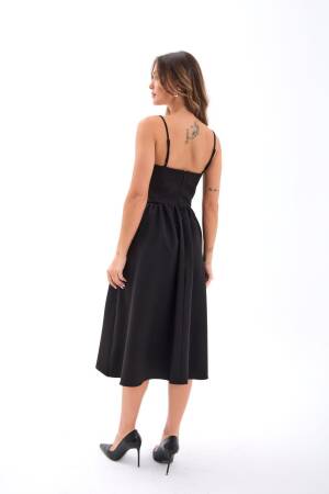 Black Elegant Fit And Flare Dress - Brand: Fame - Women's Clothing Wholesale - Globality Store