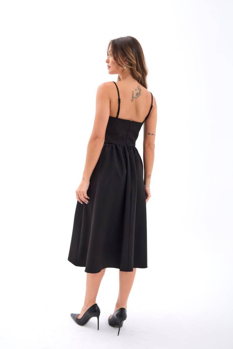 Black Elegant Fit And Flare Dress