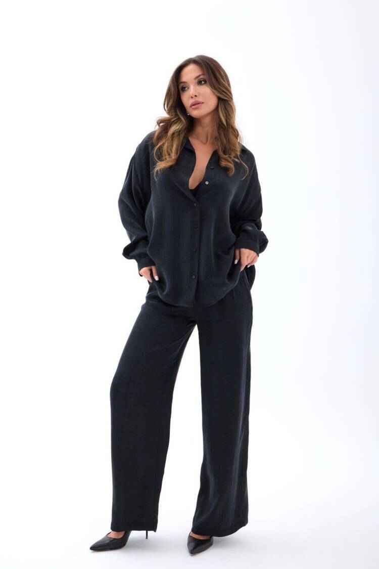 Black Oversized Fit Palazzo Set - Brand: Fame - Women's Clothing Wholesale - Globality Store