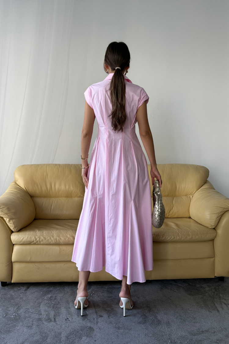 ElegantMidi Shirt Dress With Cap Sleeves