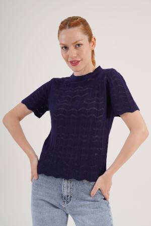 Blouse With Herringbone Pattern And High Neck - Brand: Lustrin - Women's Clothing Wholesale - Globality Store