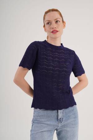 Blouse With Herringbone Pattern And High Neck - Brand: Lustrin - Women's Clothing Wholesale - Globality Store