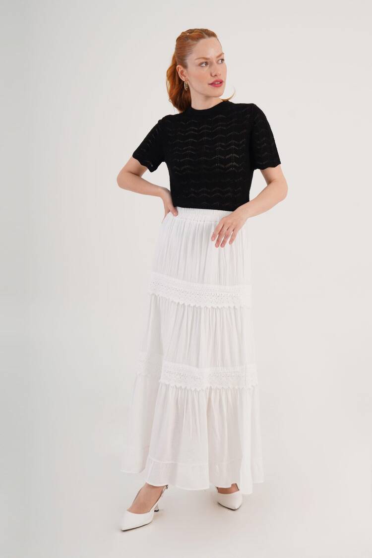 Layered Maxi Skirt High Waist Pull On