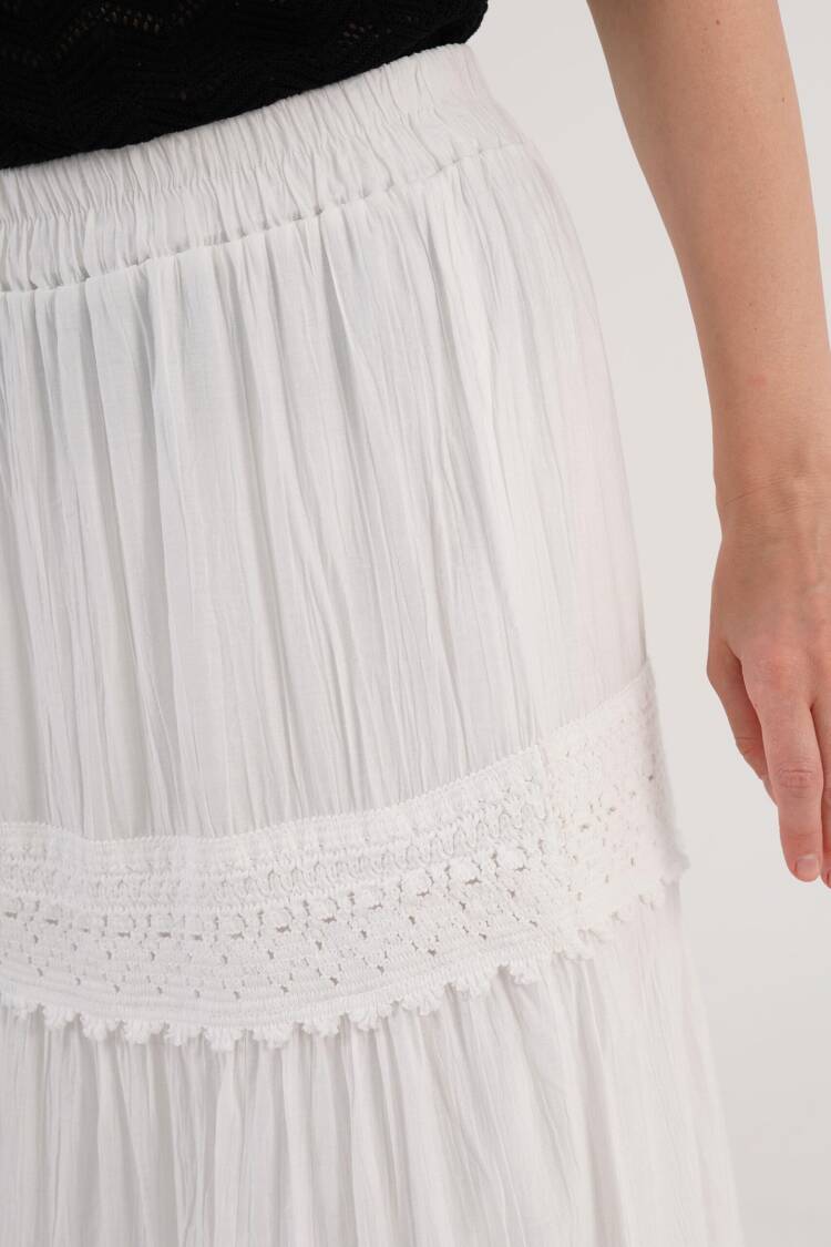 Layered Maxi Skirt High Waist Pull On
