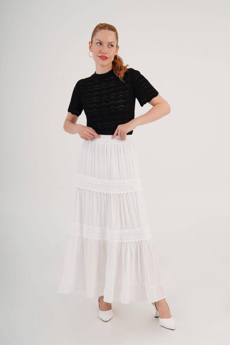 Layered Maxi Skirt High Waist Pull On