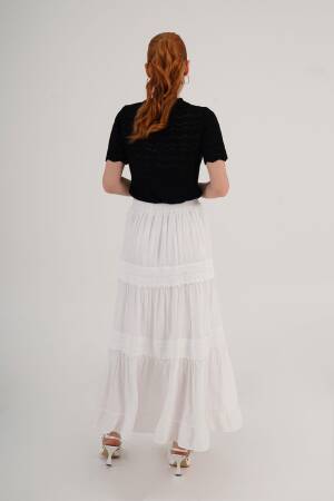 Layered Maxi Skirt High Waist Pull On - Brand: Lustrin - Women's Clothing Wholesale - Globality Store