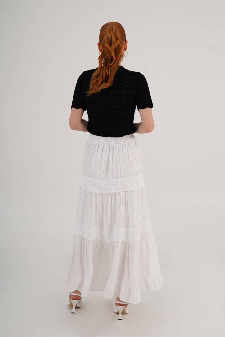 Layered Maxi Skirt High Waist Pull On