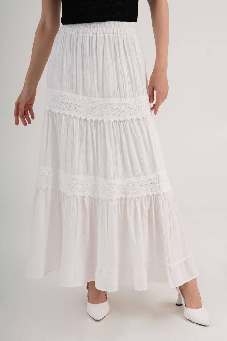 Layered Maxi Skirt High Waist Pull On - Brand: Lustrin - Women's Clothing Wholesale - Globality Store
