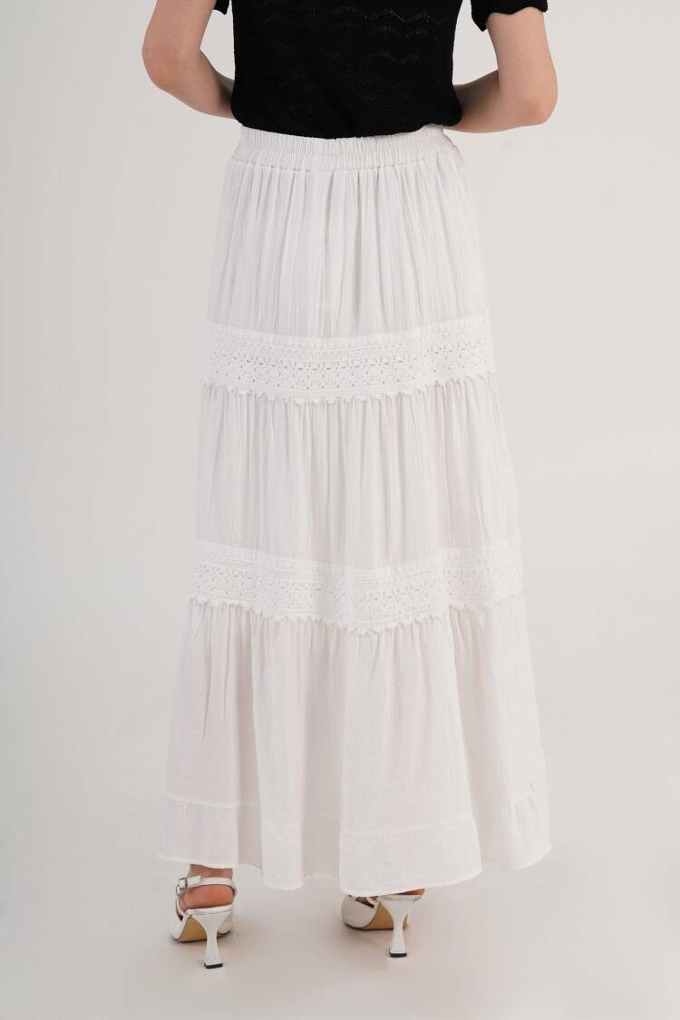 Layered Maxi Skirt High Waist Pull On