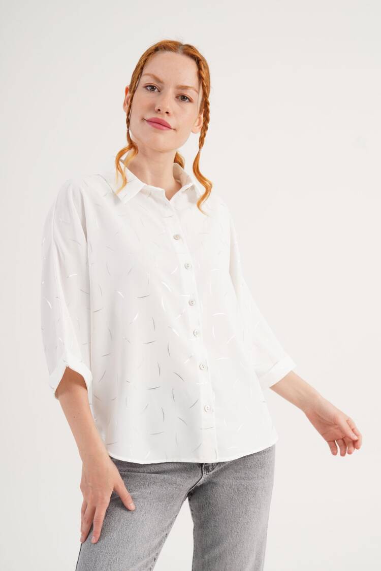 White Casual Elegant Modest Shirt