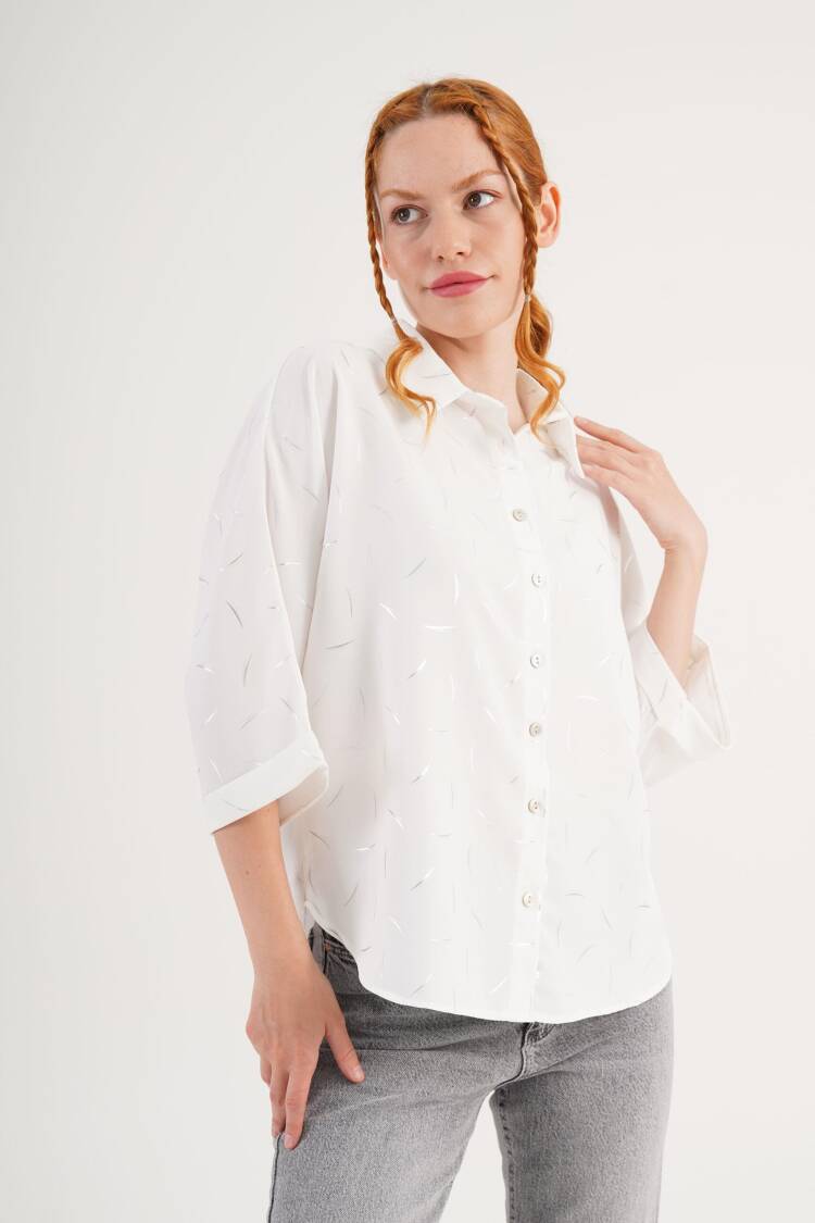 White Casual Elegant Modest Shirt - Brand: Lustrin - Women's Clothing Wholesale - Globality Store