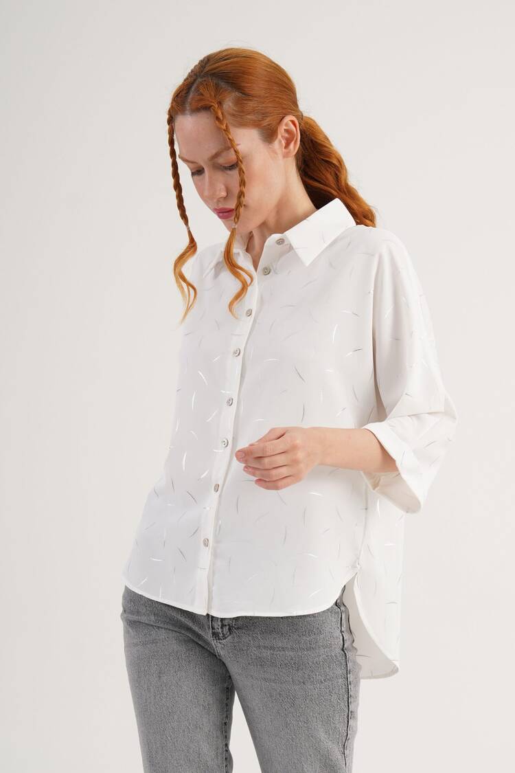 White Casual Elegant Modest Shirt