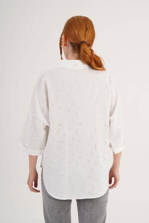White Casual Elegant Modest Shirt - Brand: Lustrin - Women's Clothing Wholesale - Globality Store