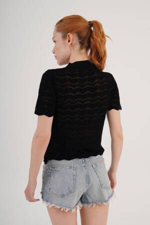 Blouse Casual Elegant High Neck Short Sleeve - Brand: Lustrin - Women's Clothing Wholesale - Globality Store