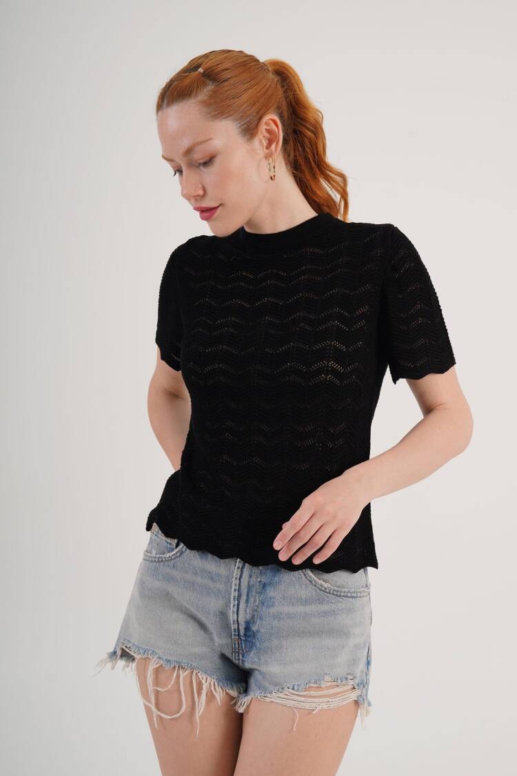 Blouse Casual Elegant High Neck Short Sleeve