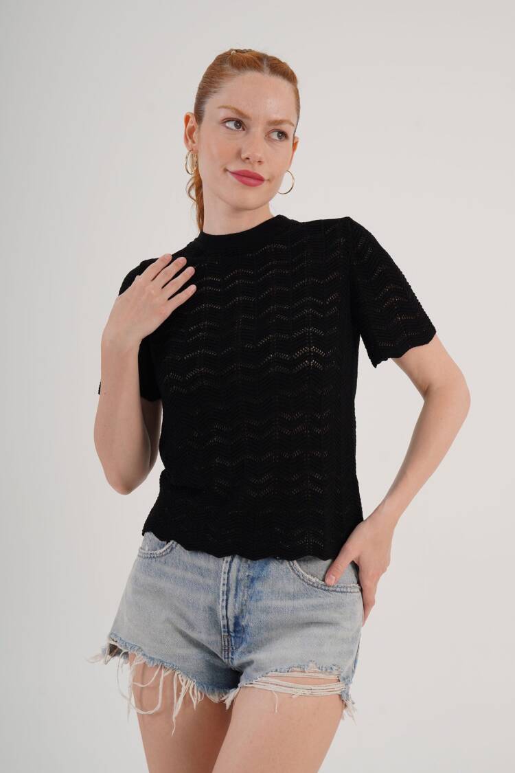 Blouse Casual Elegant High Neck Short Sleeve - Brand: Lustrin - Women's Clothing Wholesale - Globality Store