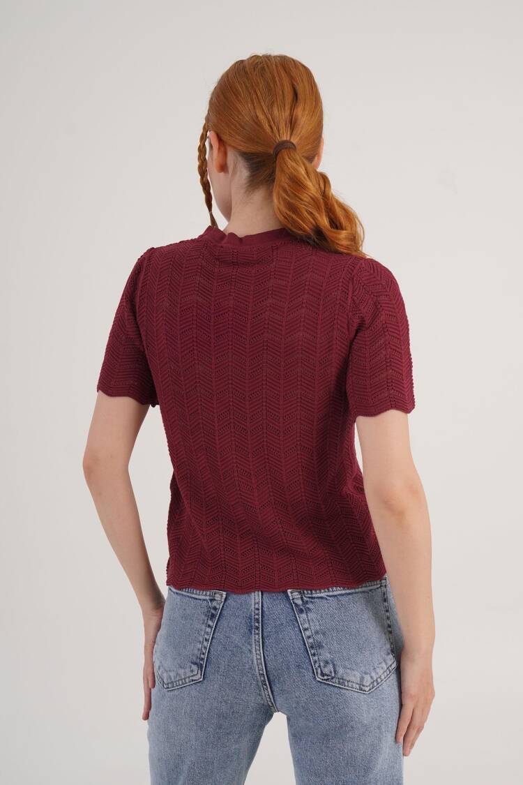 Blouse With High Neck And Short Sleeves