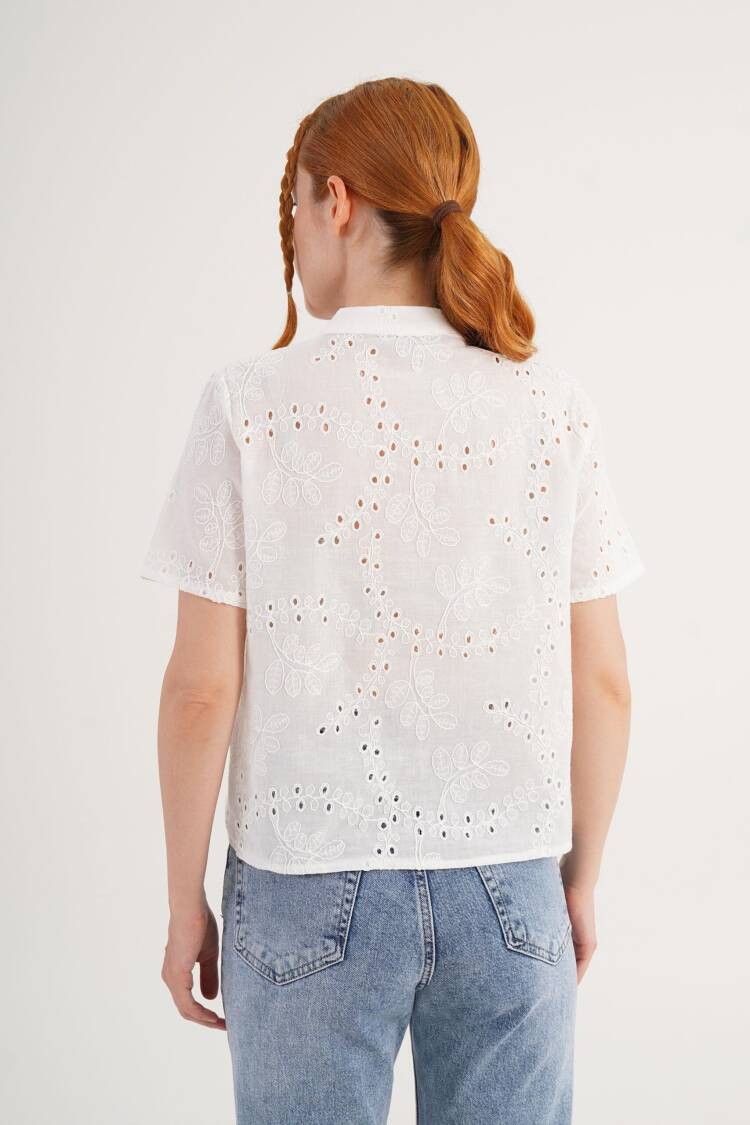 White Floral Casual Boho Blouse