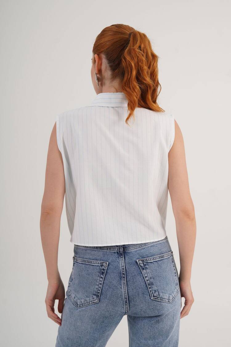 White Striped Casual Elegant Shirt