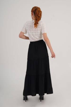 Layered Maxi Skirt High Waist Pull On - Brand: Lustrin - Women's Clothing Wholesale - Globality Store