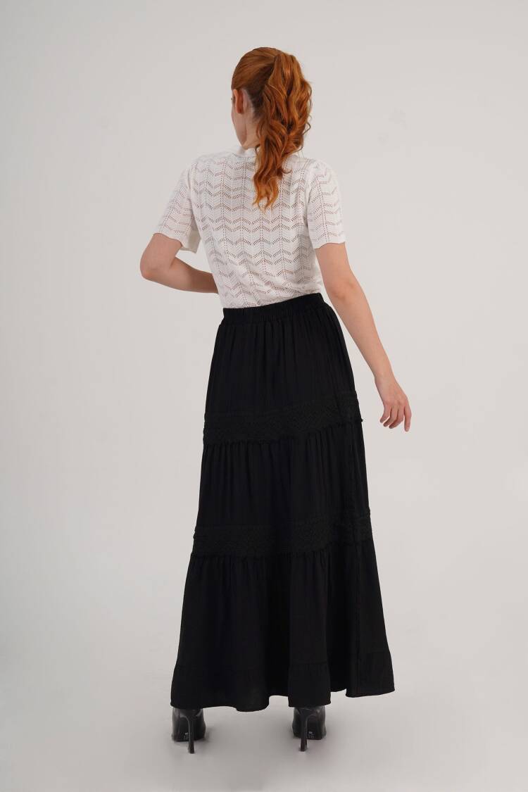 Layered Maxi Skirt High Waist Pull On