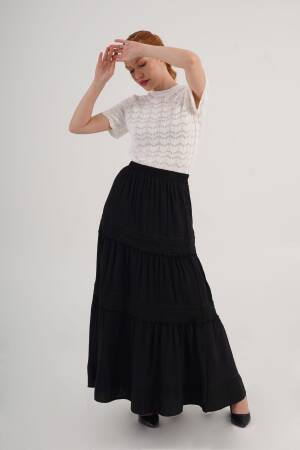 Layered Maxi Skirt High Waist Pull On - Brand: Lustrin - Women's Clothing Wholesale - Globality Store