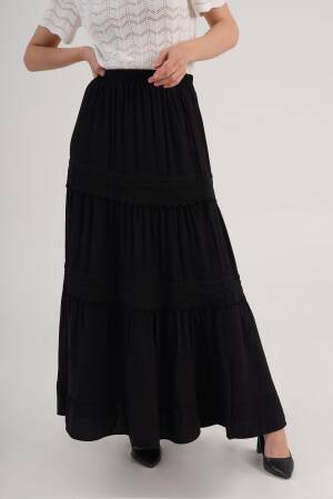 Layered Maxi Skirt High Waist Pull On - Brand: Lustrin - Women's Clothing Wholesale - Globality Store