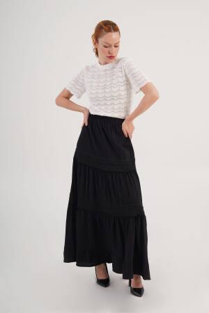 Layered Maxi Skirt High Waist Pull On - Brand: Lustrin - Women's Clothing Wholesale - Globality Store
