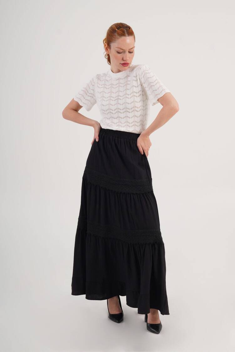 Layered Maxi Skirt High Waist Pull On