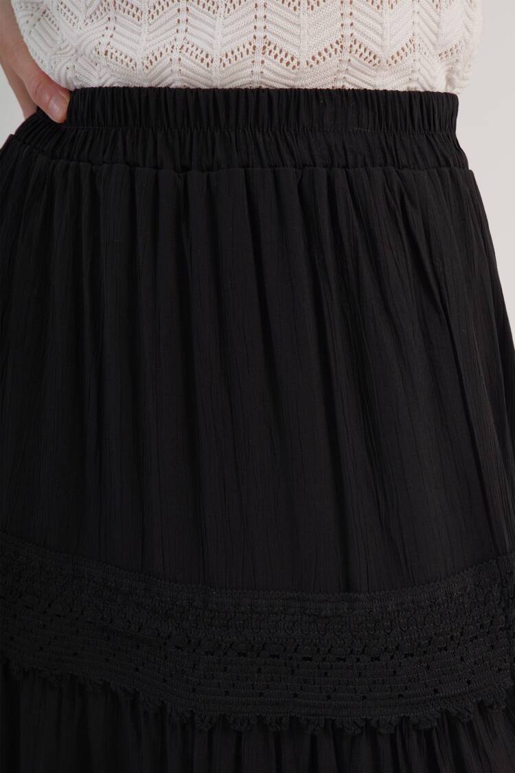 Layered Maxi Skirt High Waist Pull On