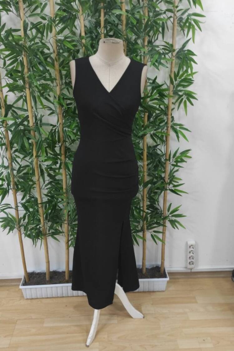 Elegant Black Bodycon Dress With Cap Sleeves