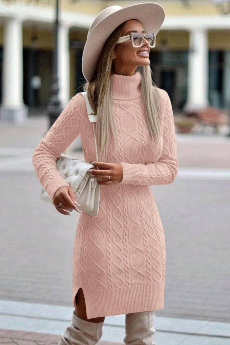 Sweater Dress With Turtle Neck And Long Sleeves - Brand: Janes - Women's Clothing Wholesale - Globality Store
