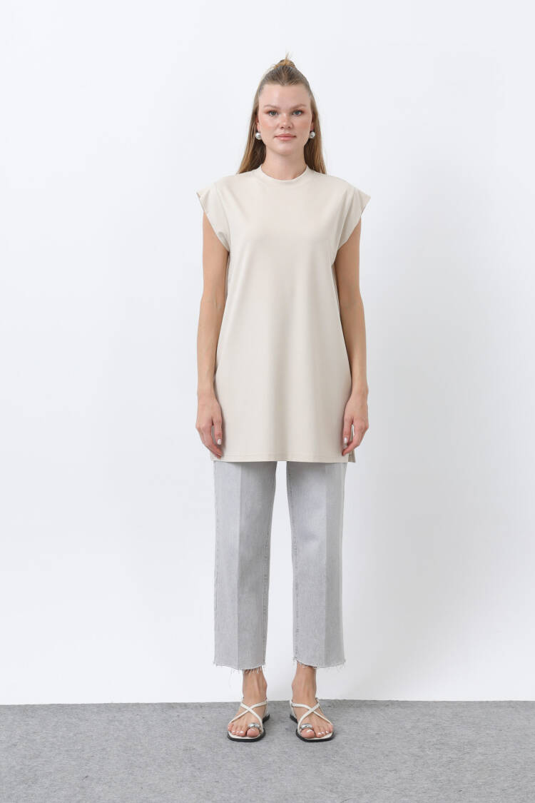 Modest Casual Tunic With Cap Sleeve