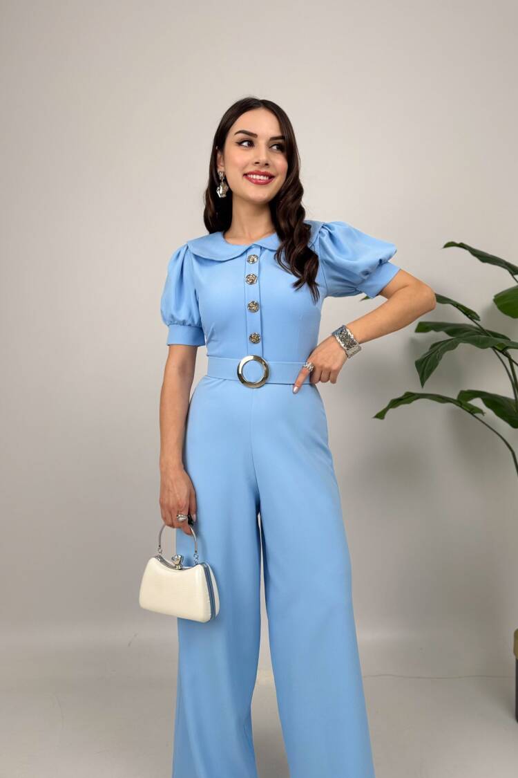 Tailored Jumpsuit With Puff Short Sleeves