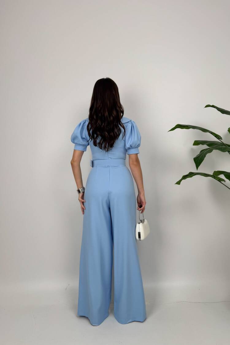 Tailored Jumpsuit With Puff Short Sleeves