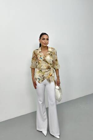Beige Elegant Puff Sleeve Blouse - Brand: STEPS - Women's Clothing Wholesale - Globality Store