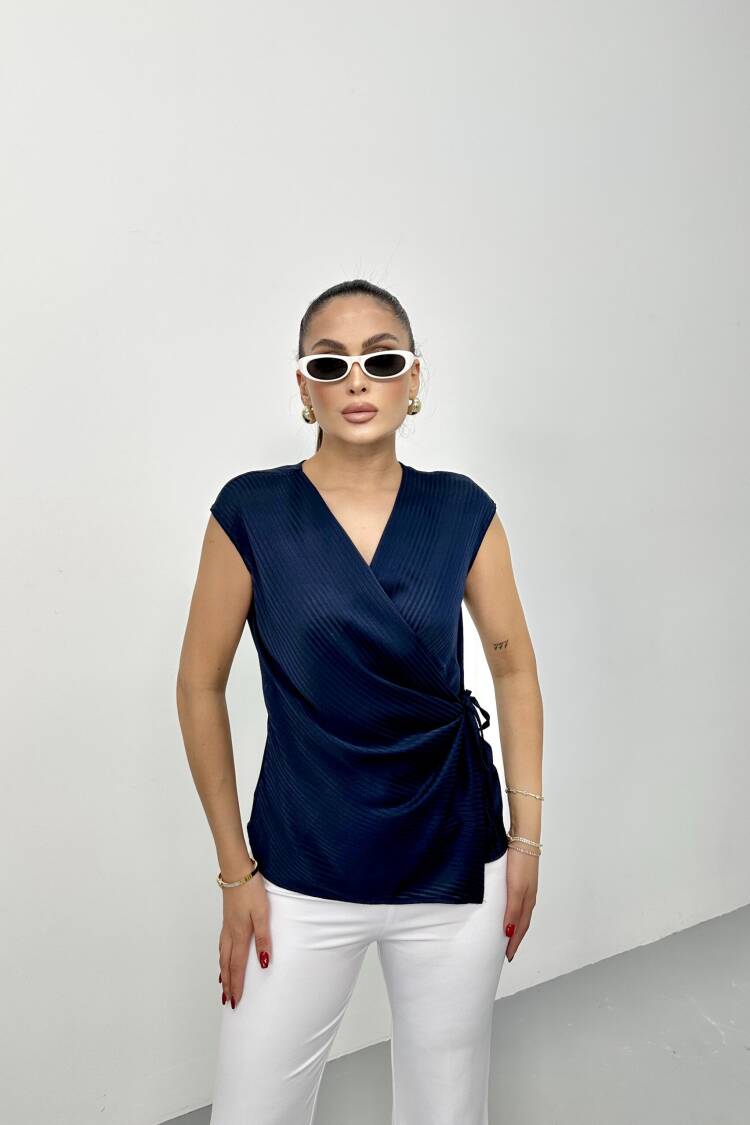 Slim Fit Striped V-Neck Blouse
