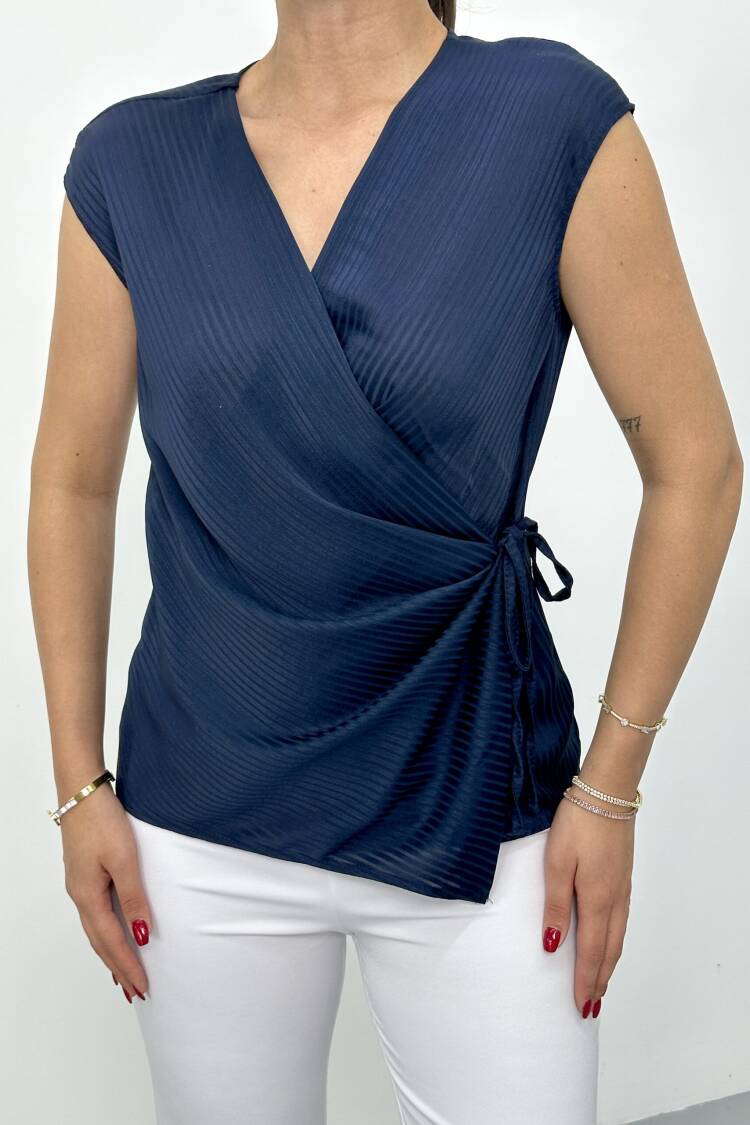 Slim Fit Striped V-Neck Blouse