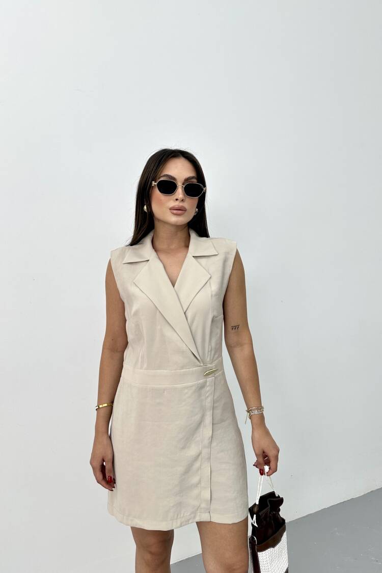 Beige Sleeveless Slim Fit Romper Jumpsuit - Brand: STEPS - Women's Clothing Wholesale - Globality Store
