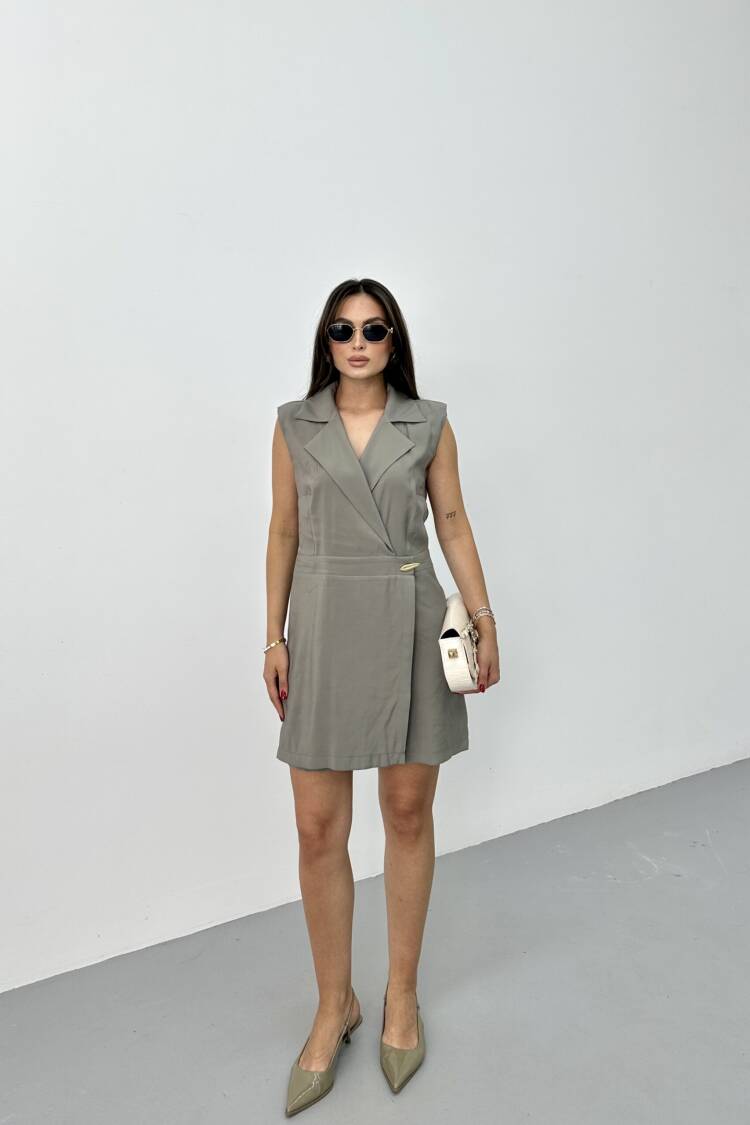 Jumpsuit With Notched Neck And Cap Sleeves