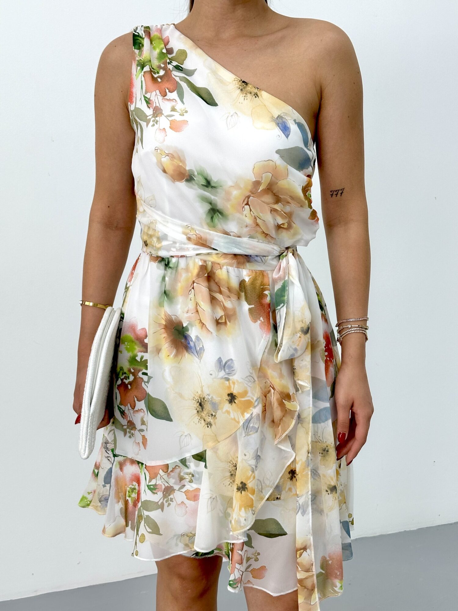 White Fit And Flare Dress With One Shoulder Neck - Brand: STEPS - Women & Kids, Baby Clothes Wholesale - Globality Store