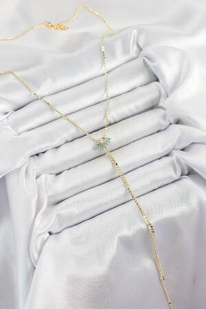 Brass Zircon Stone Eye Figured Y Model Crush Chain Gold Color Women Necklace - Brand: Ebijuteri - Women's Clothing Wholesale - Globality Store