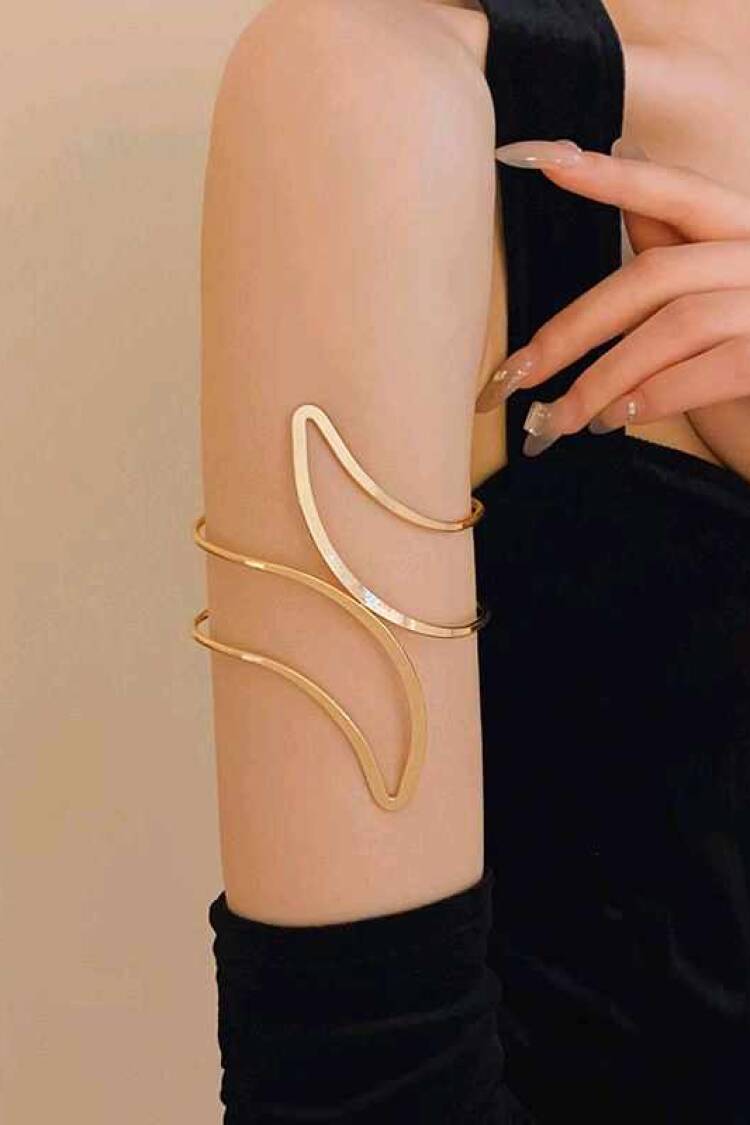 Brass Abstract Flame Pattern Gold Color Women's Waist Bracelet