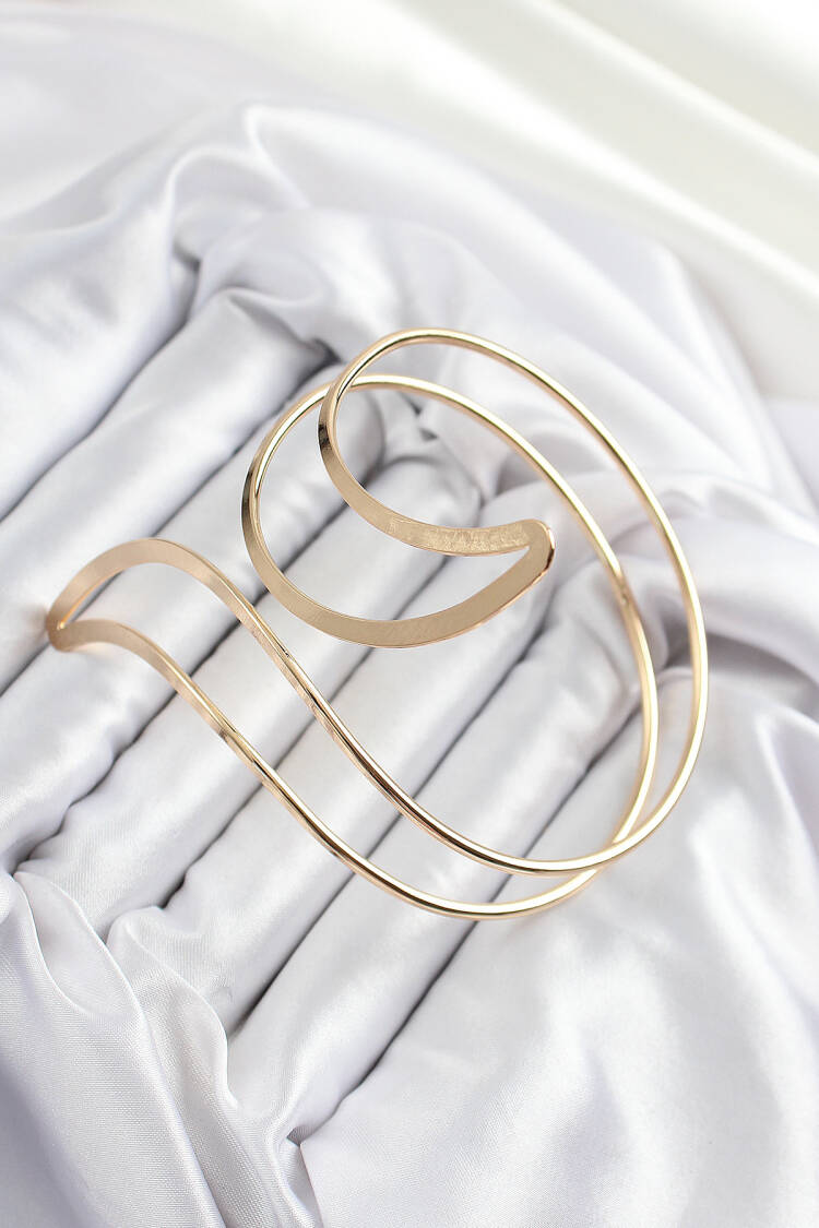 Brass Abstract Flame Pattern Gold Color Women's Waist Bracelet