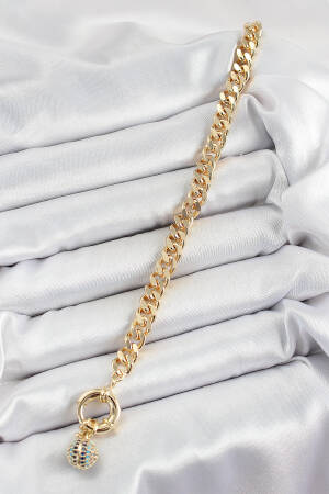 Brass Inline Arrow Model Zircon Stone Gold Color Vip Series Women Bracelet - Brand: Ebijuteri - Women's Clothing Wholesale - Globality Store