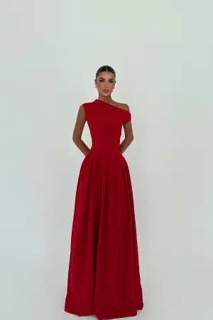 Elegant A-Line Dress With One Shoulder Neck - Brand: EYYO ATELIER - Women's Clothing Wholesale - Globality Store